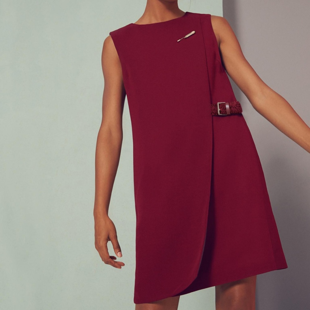 NWT Ted Baker Maroon Auste Shift Wrap Dress